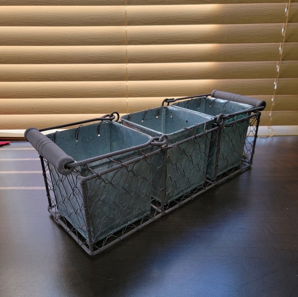 Rustic Metal Planter Storage Box - Picture 4 of 7